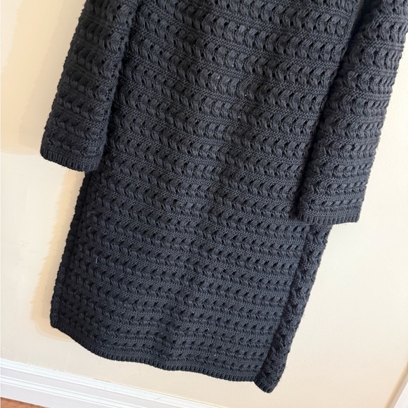 Zara Long Textured knit Coat With Wide Lapel Collar/Sleeves medium - Picture 11 of 16